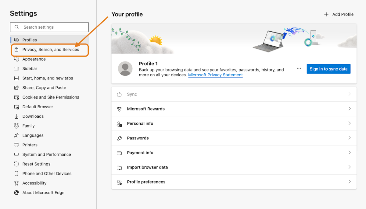 privacy, search, and services
