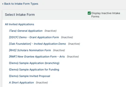 inactive intake forms