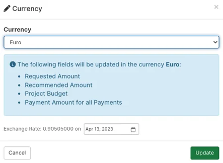 list of fields