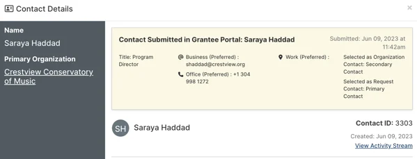 contact details