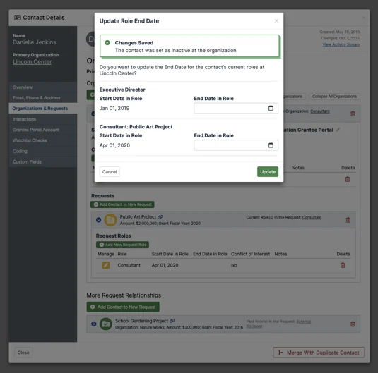 update role end date