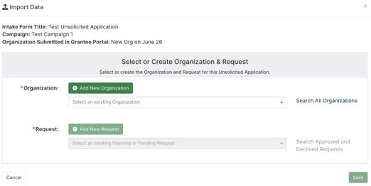 import data modal