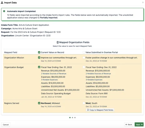 import data modal