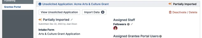grantee portal tab