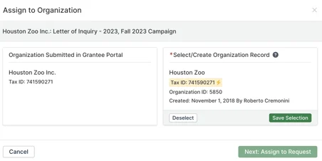 assign to organization