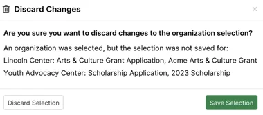 discard changes modal