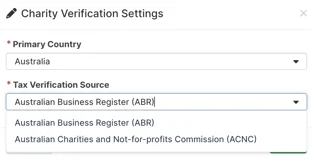charity verification settings