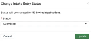 change intake entry status