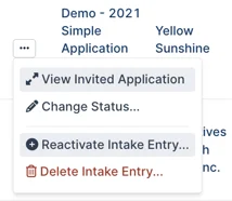 reactivate intake entry
