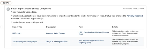 intake entry
