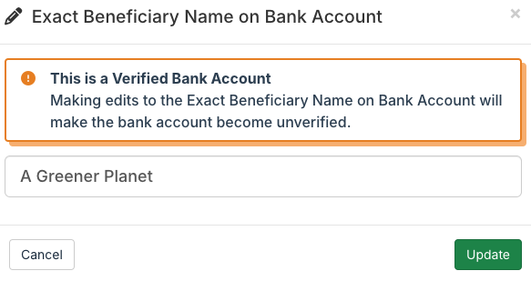 verified bank account alert