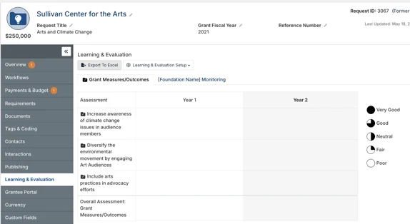 learning & evaluation tab