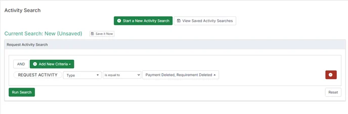 request activity search