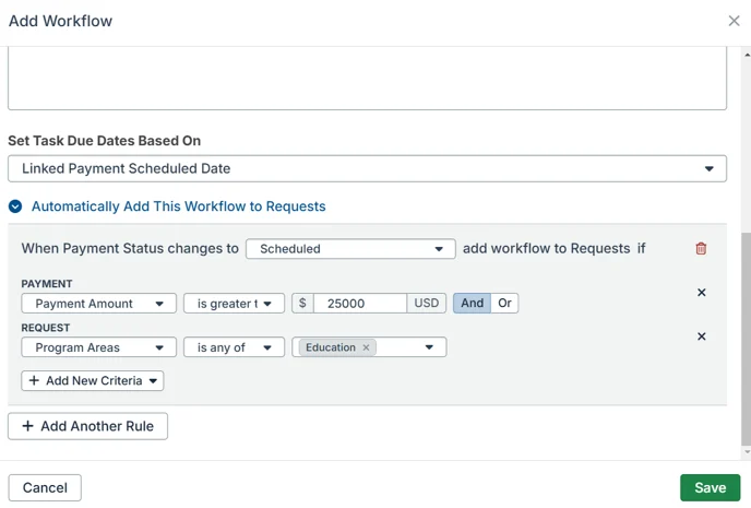 add workflow modal