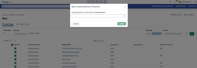 batch update method of payment