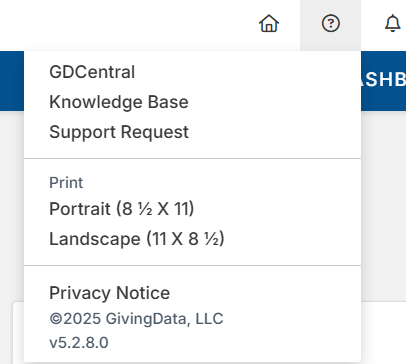 support menu