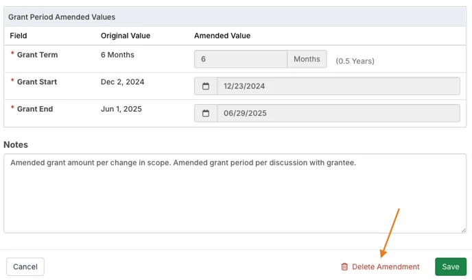 delete amendment option
