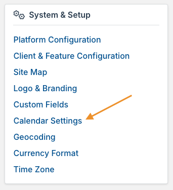 calendar settings option