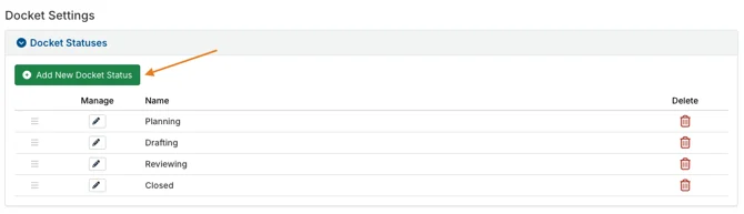 add new docket status button