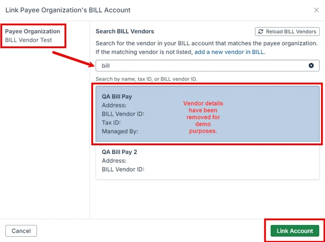 link account button
