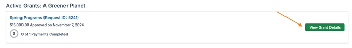 view grant details button
