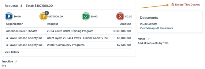 delete this docket option
