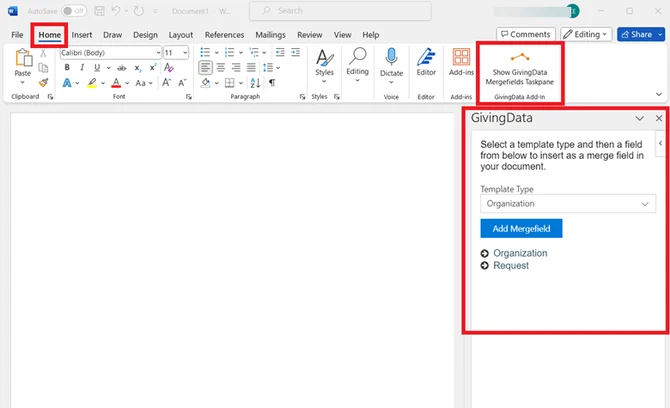 givingdata add-in