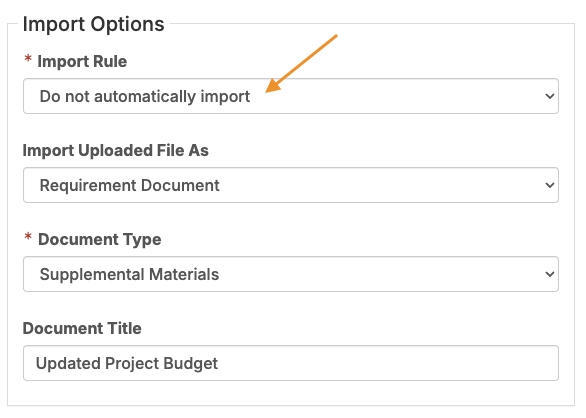 import rule dropdown