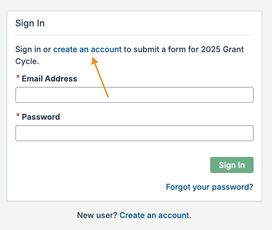 create an account option