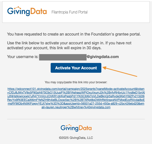 activate your account button
