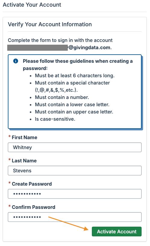 activate account button