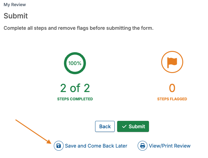 save and come back later option