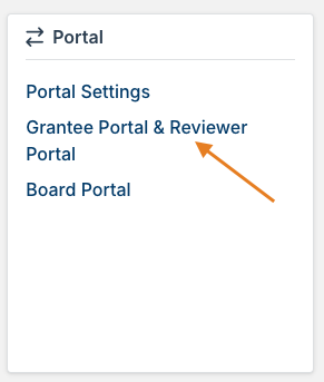 grantee portal and reviewer portal option