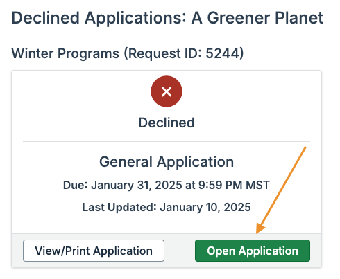 open application button