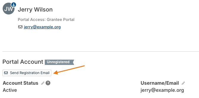 send registration email button