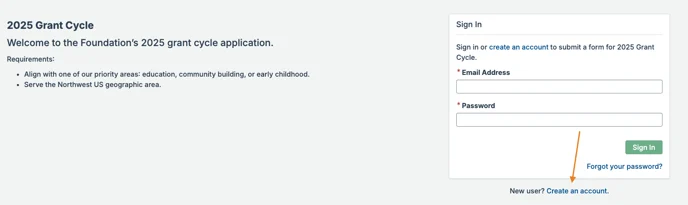 create an account option