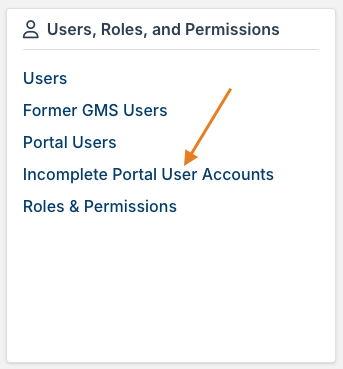 incomplete portal user accounts option