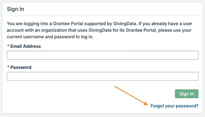 forgot your password option