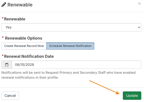 update button