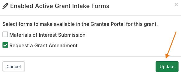 update button