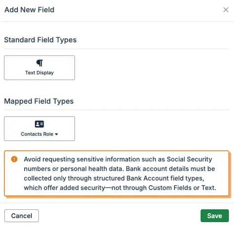 add new field modal