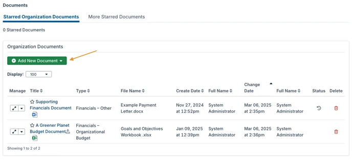 add new document button