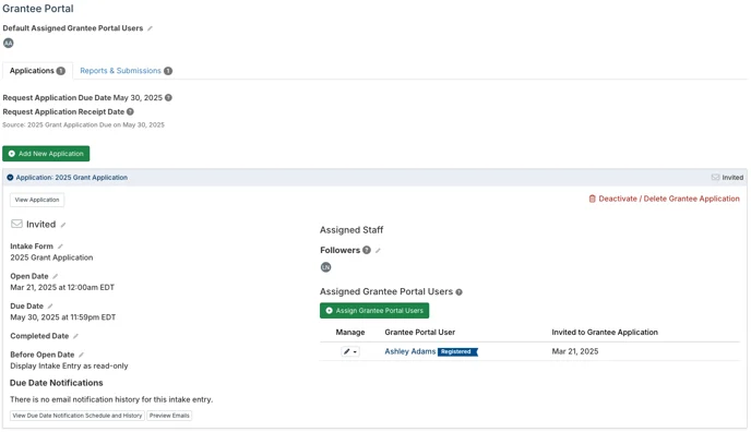 grantee portal tab