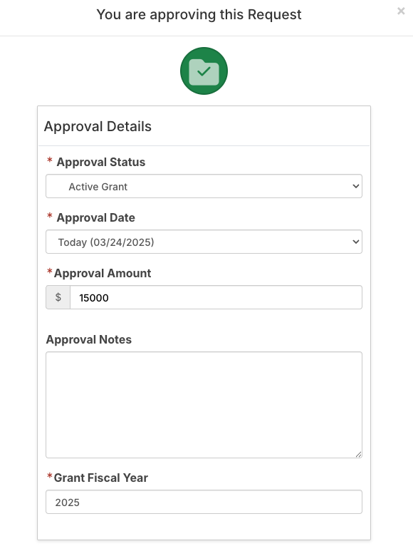approval modal