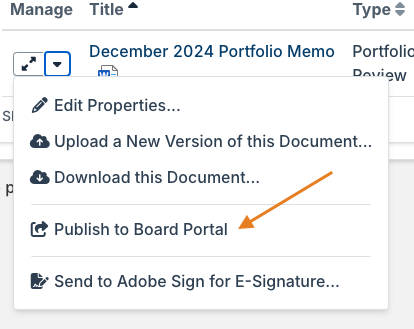 publish to board portal option