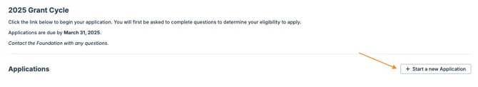start a new application button