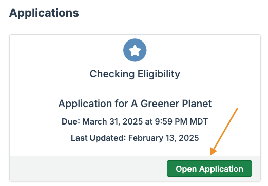 open application button
