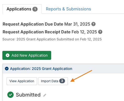 import data button