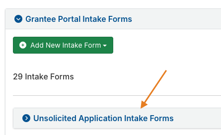 unsolicited application intake forms dropdown
