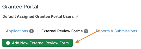add new external review form button